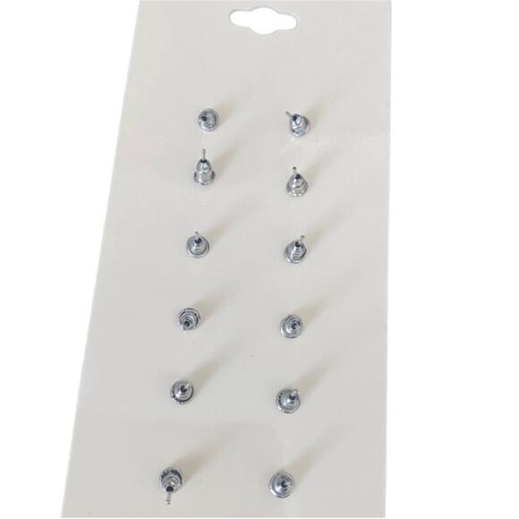 Silver Tone and Turquoise Multi Stud Earring Set - Picture 2 of 2